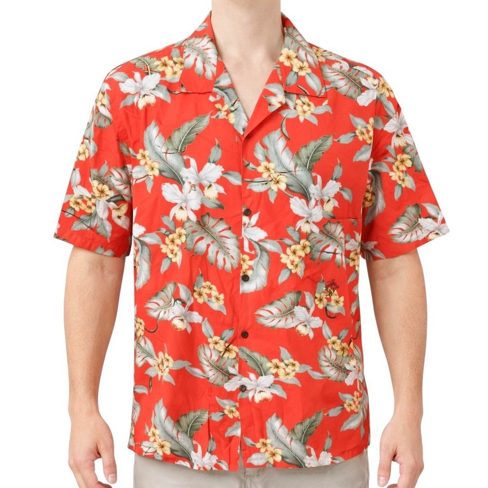 Aloha Republic Hawaiian Shirt 3XL Tropical Flowers Floral Orange Yellow White